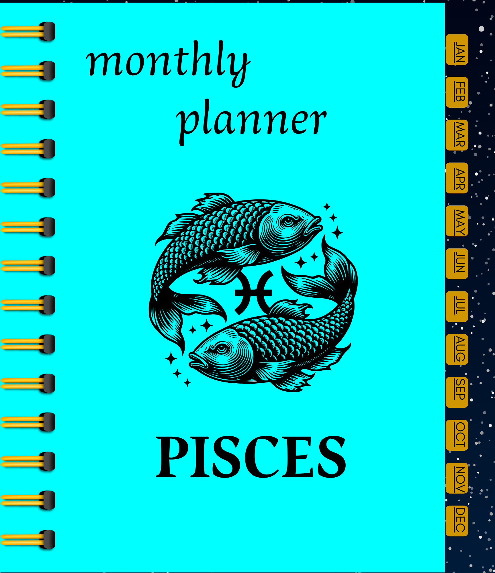 Hyperlinked-Pisces Monthly Planner