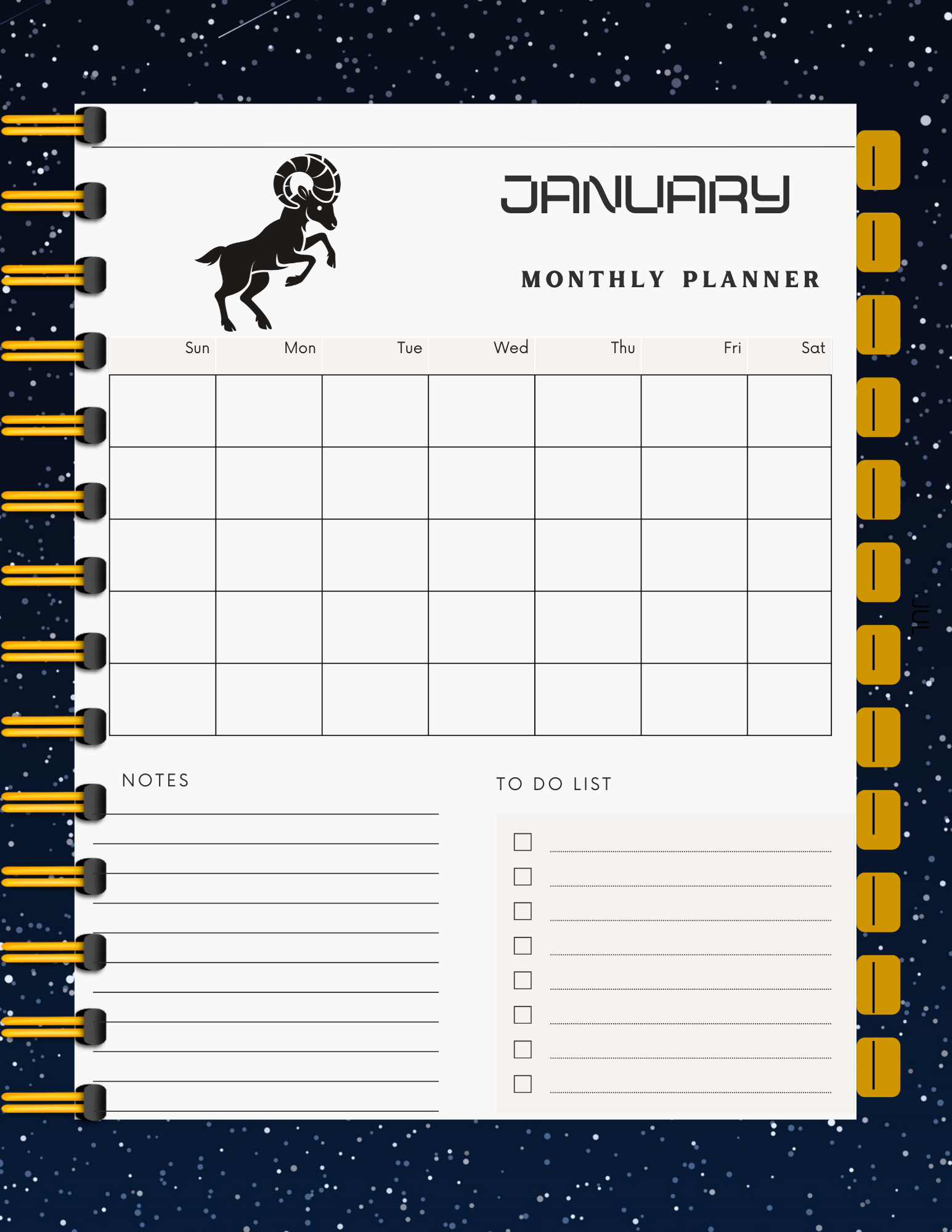 Hyperlinked-Capricorn Monthly Planner