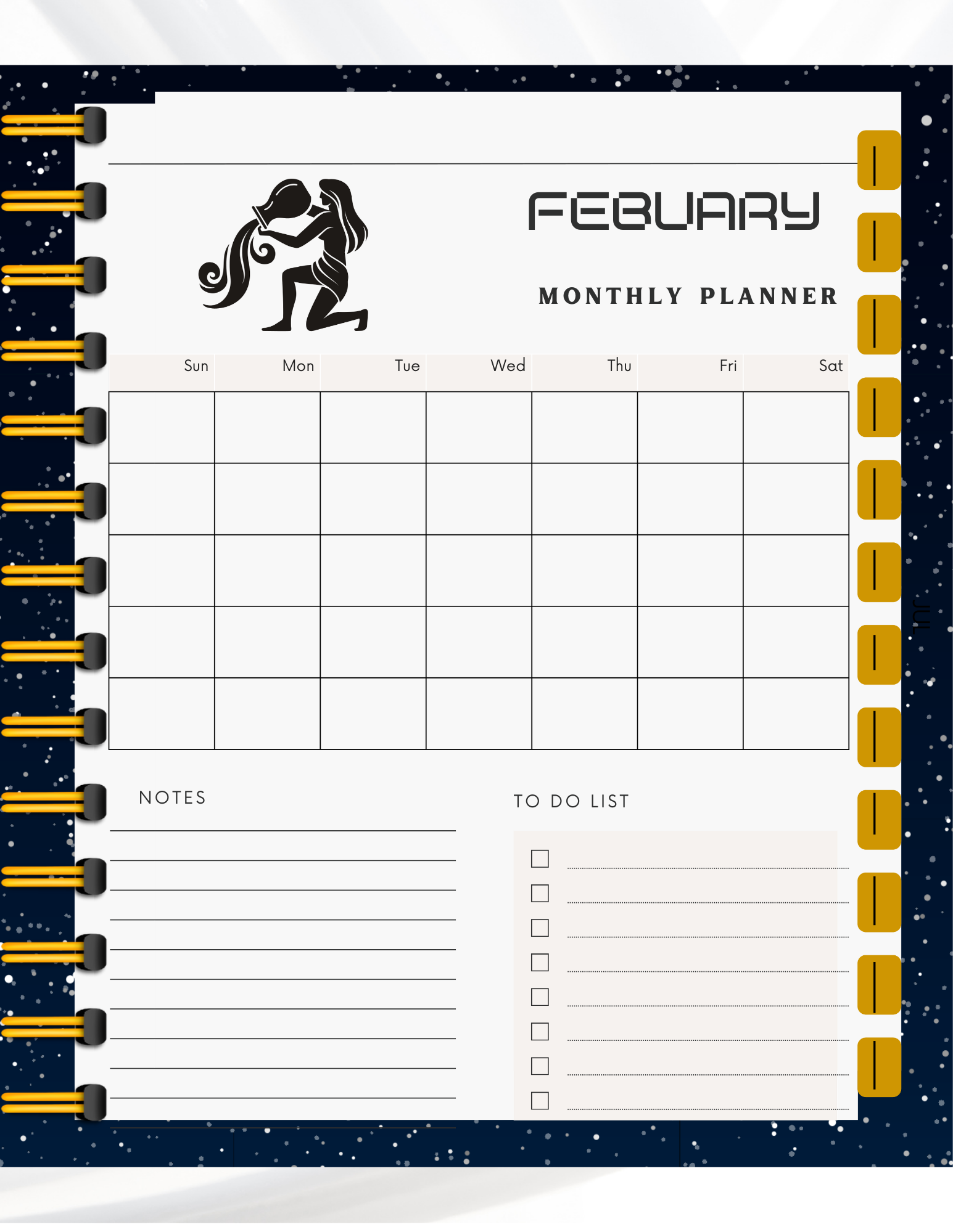 Hyperlinked-Aquarius Monthly Planner
