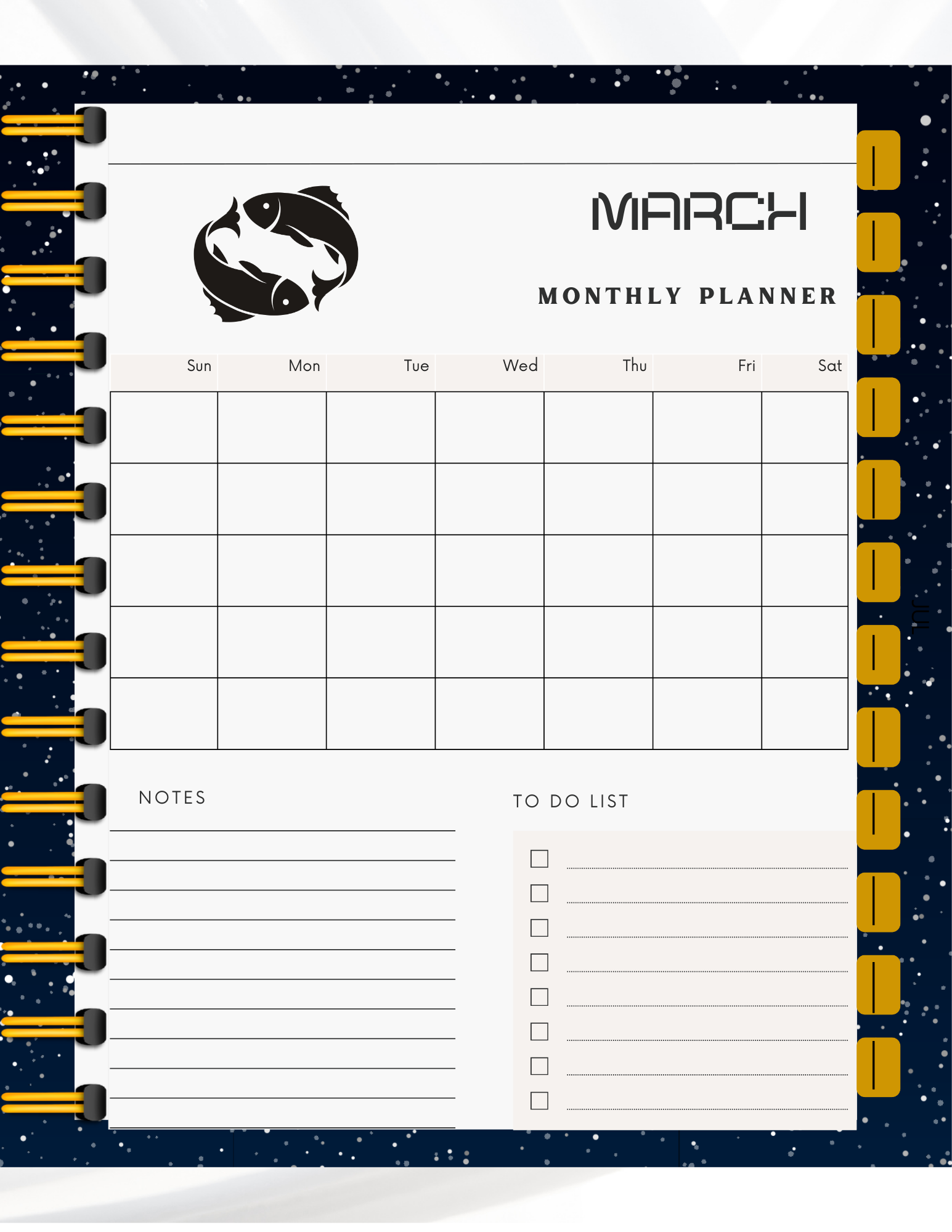Hyperlinked-Pisces Monthly Planner
