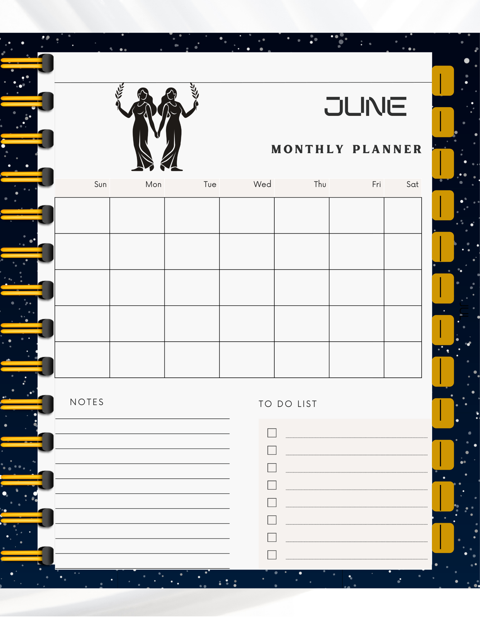 Hyperlinked-Gemini Monthly Planner