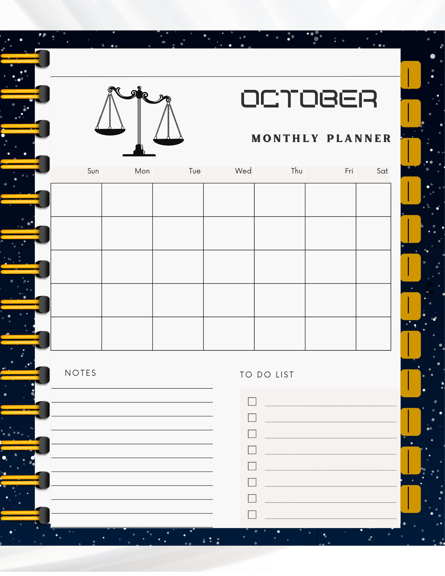 Hyperlinked-Libra Monthly Planner