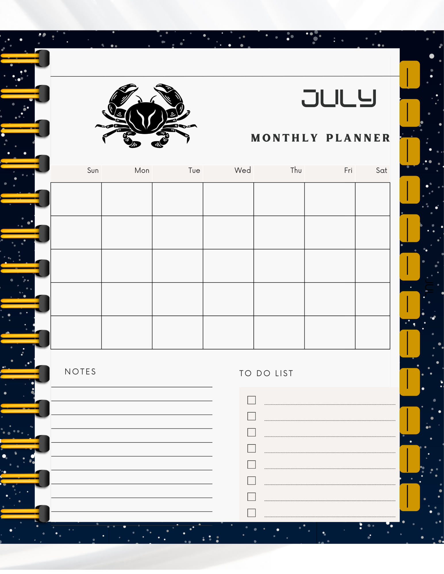 Hyperlinked- Cancer Monthly Planner