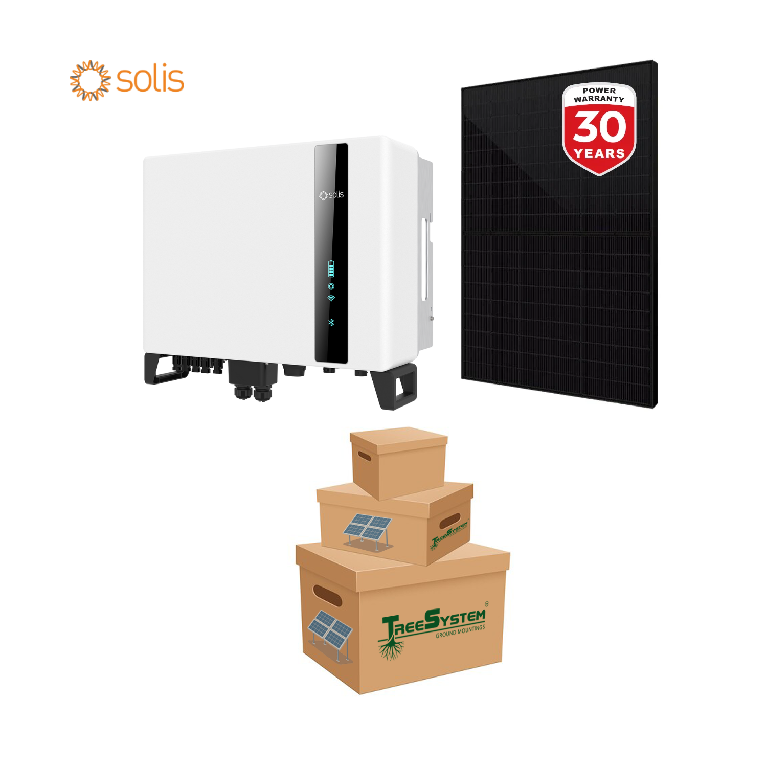 10kW Antžeminis Komplektas Solis S6 Hibridas+ YH Sunpro 450W