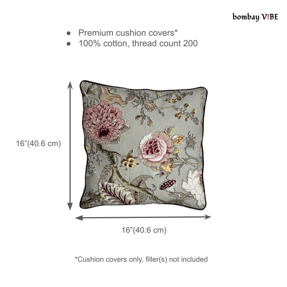 Pale Grey Design Cushion Covers, 200TC Cotton (16"x16")