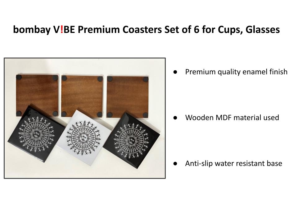 Warli Art Wooden Coasters (4"x4")