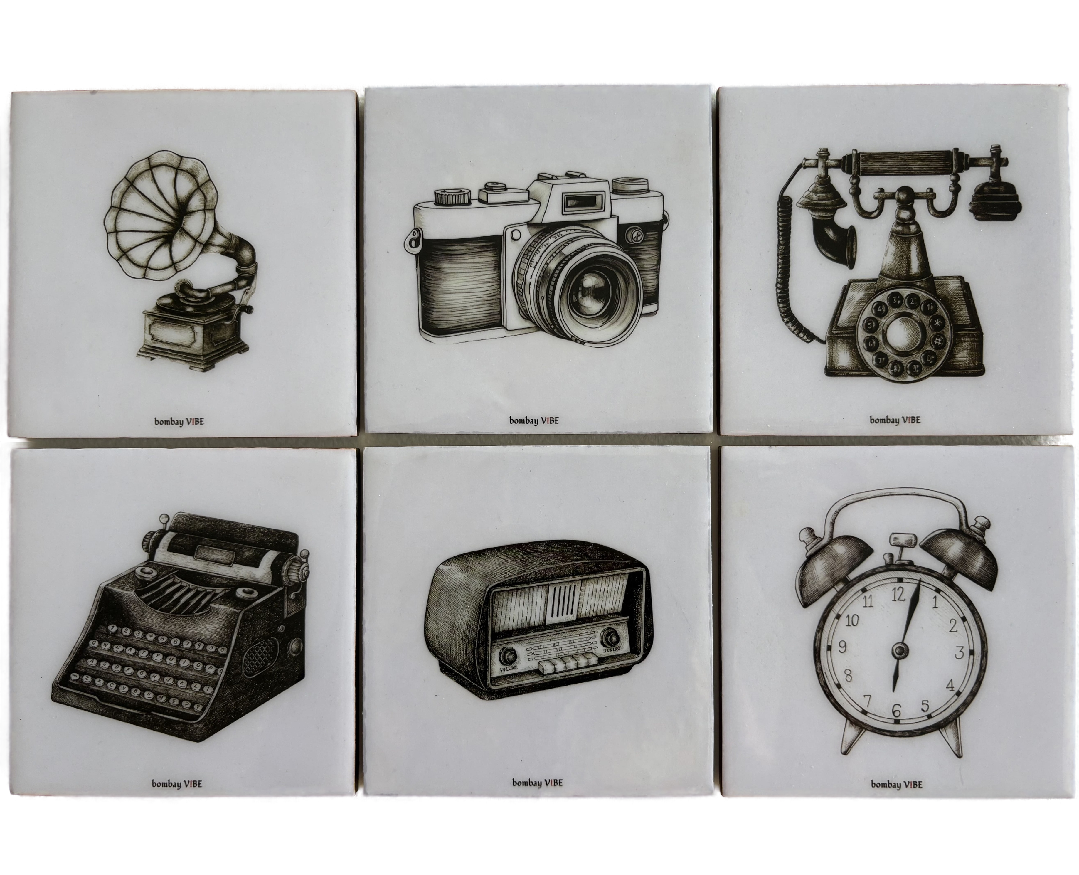 Vintage Gadgets Wooden Coasters (4"x4")