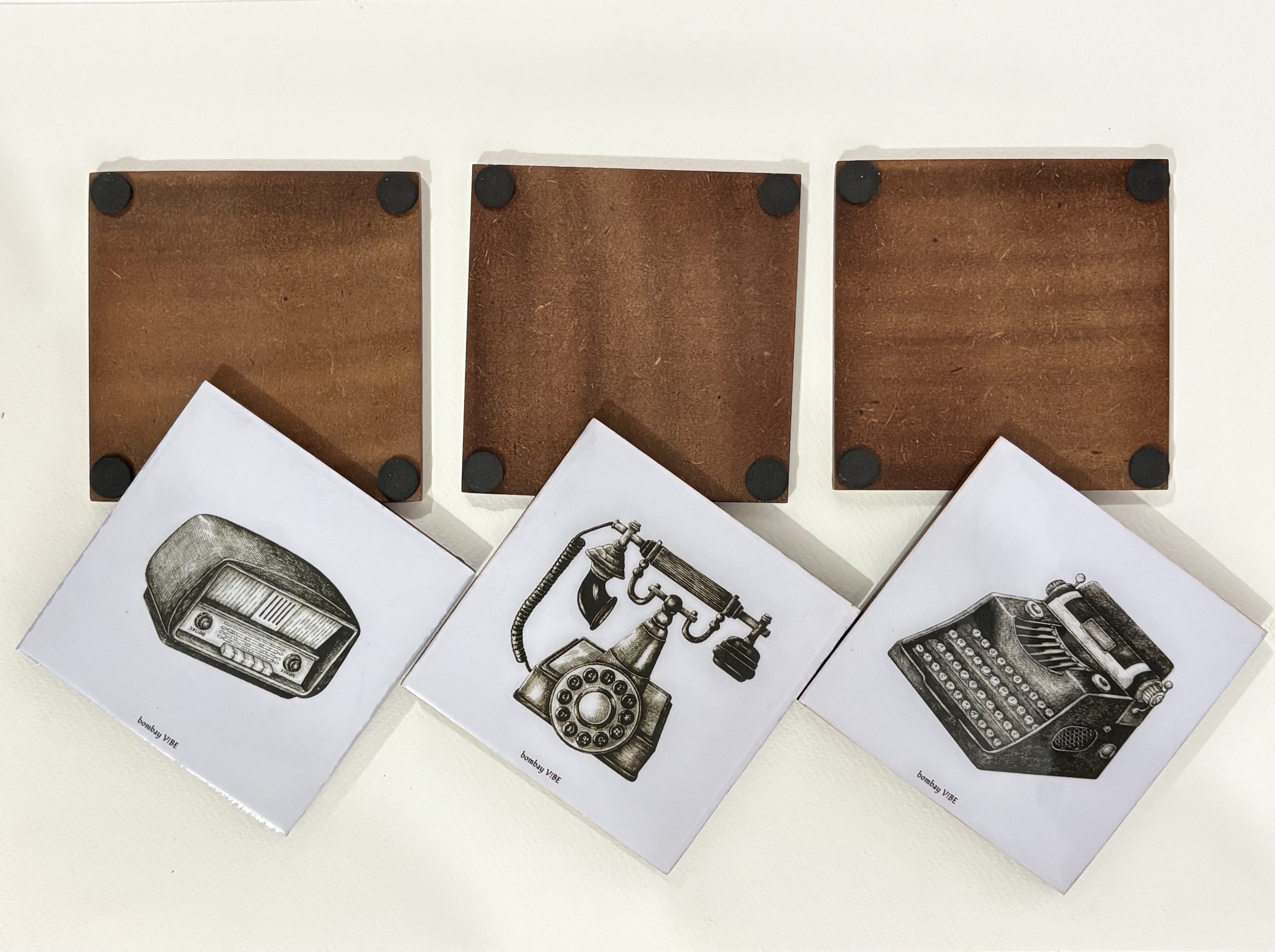 Vintage Gadgets Wooden Coasters (4"x4")