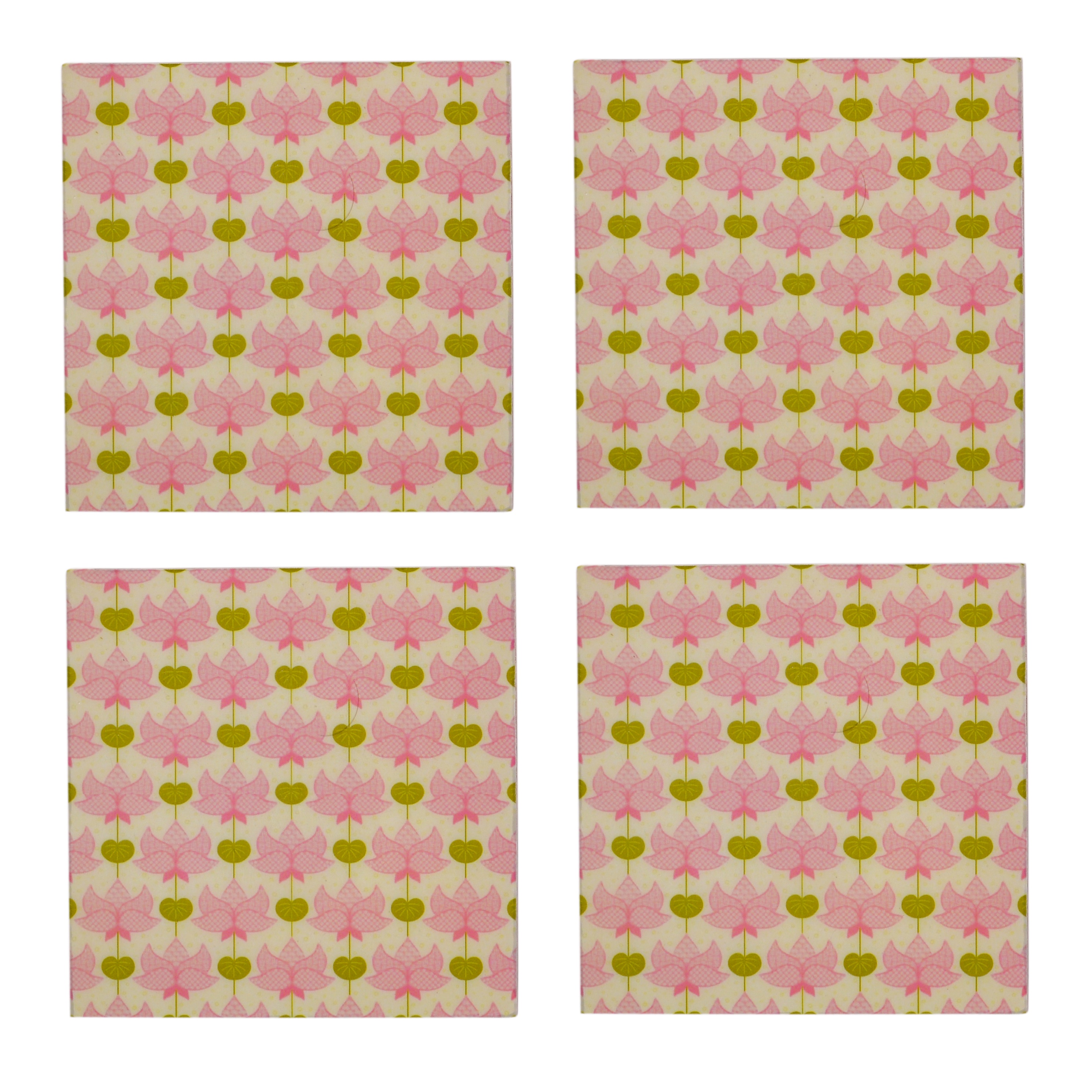 Pink Lotus Wooden Coasters (4"x4")