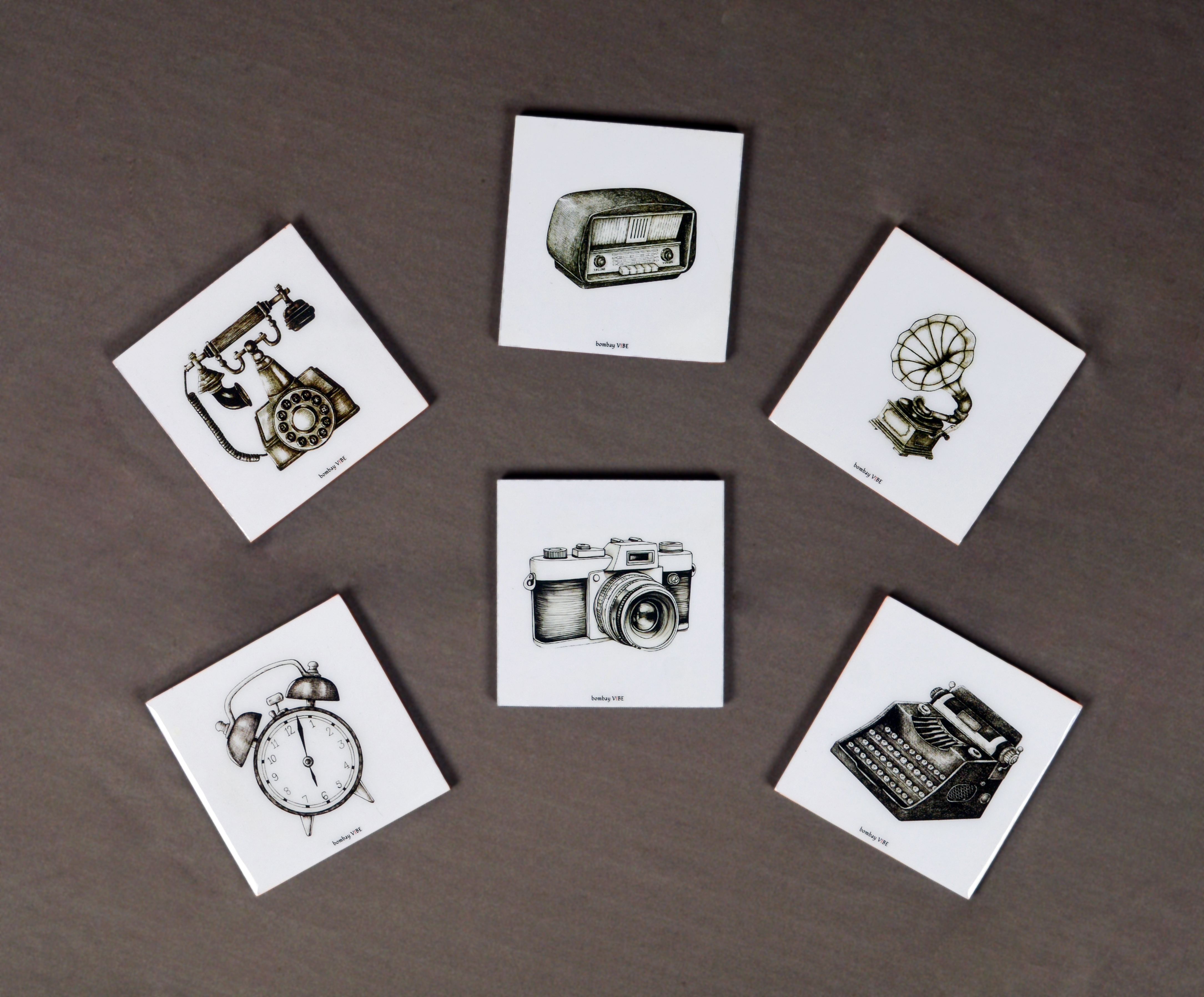 Vintage Gadgets Wooden Coasters (4"x4")