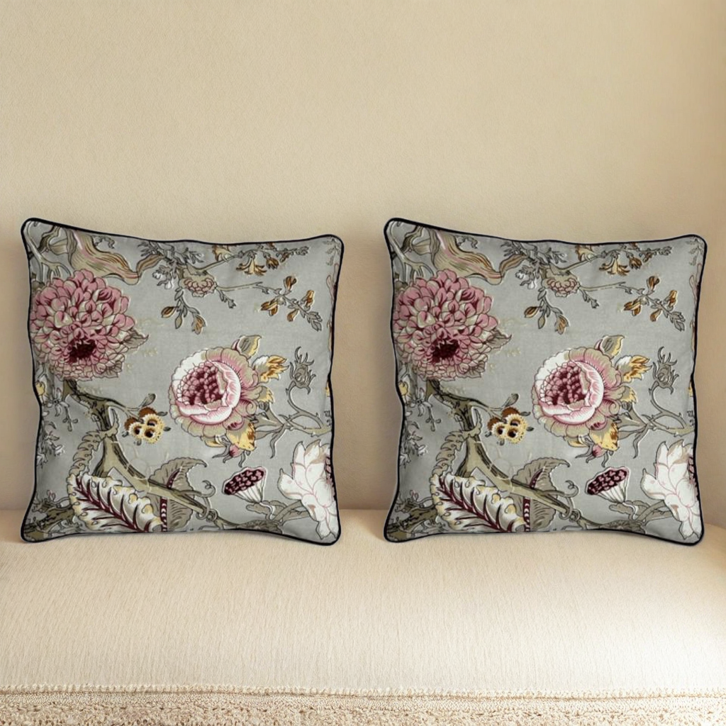 Pale Grey Design Cushion Covers, 200TC Cotton (16"x16")
