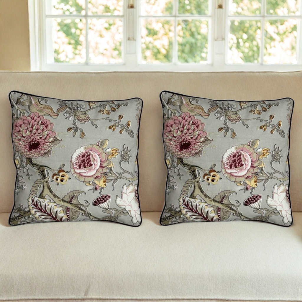 Pale Grey Design Cushion Covers, 200TC Cotton (16"x16")
