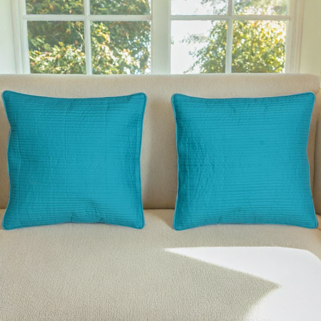 Turquoise Cushion Covers, 200TC Cotton (16"x16")