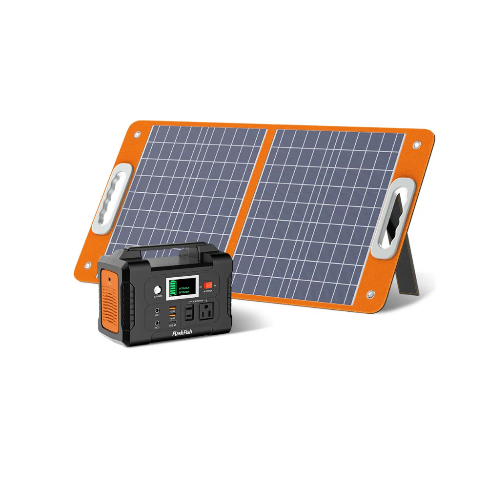 200W Portable Power Station, FlashFish 40800mAh Solar Generator with 110V AC Outlet/2 DC Ports/3 USB Ports, USB-C/QC3.0 for Phones, Tablets On Camping Van RV Road Trip