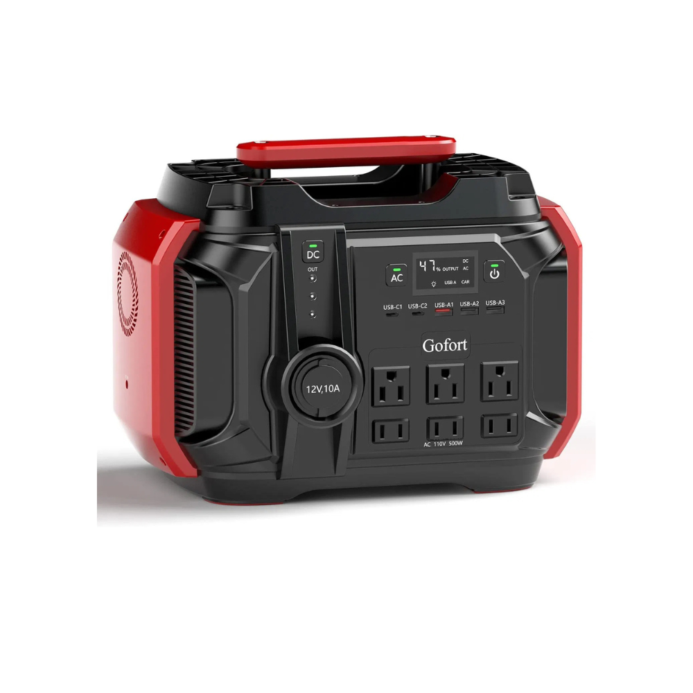 GOFORT Portable Power Station 540Wh/500W(Peak 1000W) 6 x AC 110V Outlets PD 60W Portable Solar Generator CPAP Battery Power Outage Supplies Emergency Backup Power for Outdoor RV/Van Camping Fishing