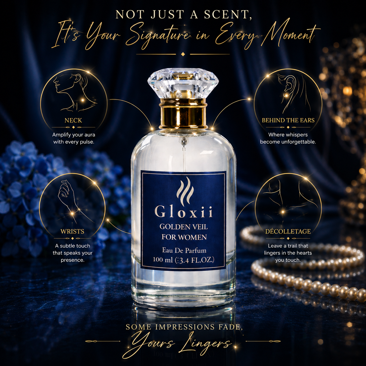 Gloxii Golden Veil – Warm Floral Perfume for Women-100ML