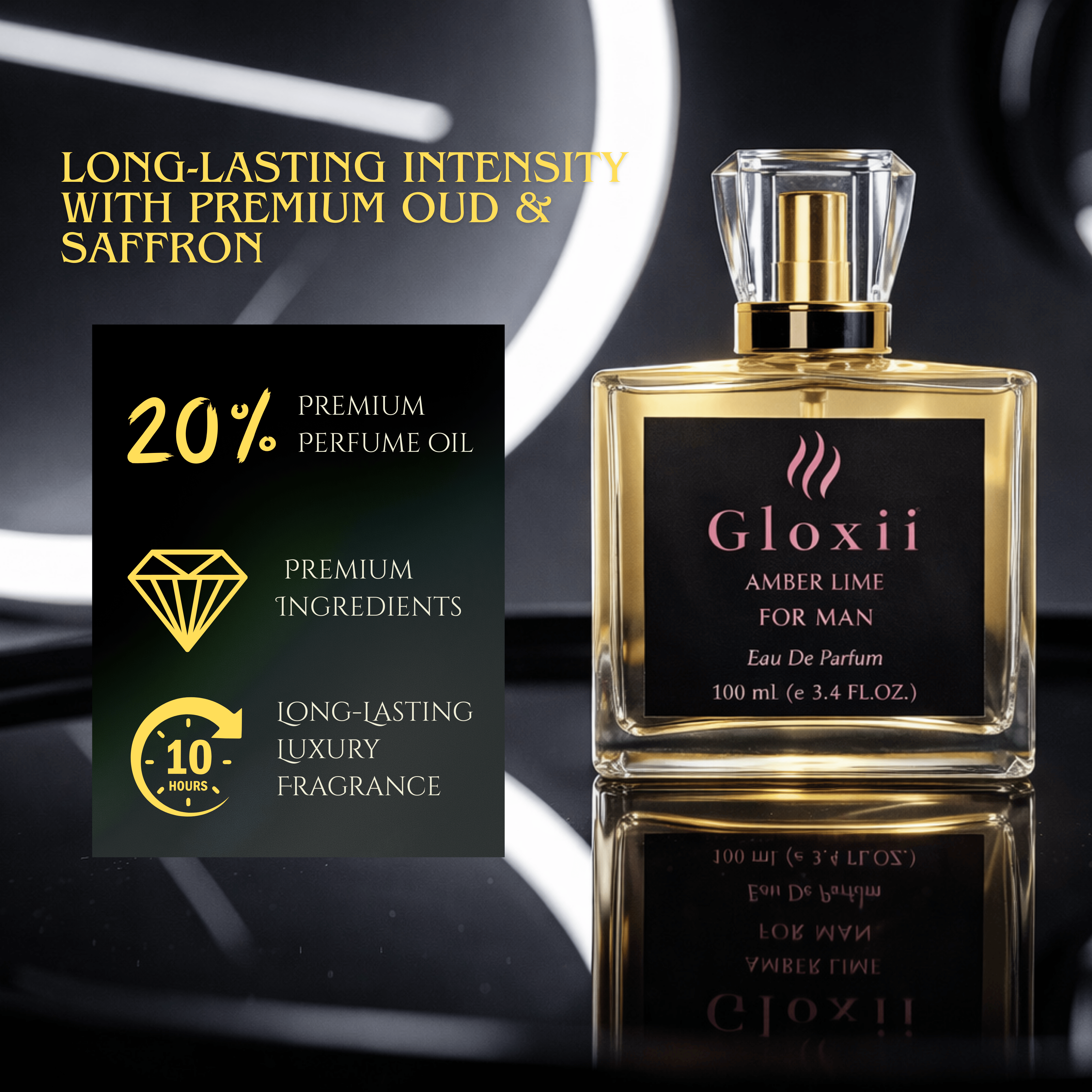 Gloxii Amber Lime – Fresh Citrus Perfume for Men-100 ML