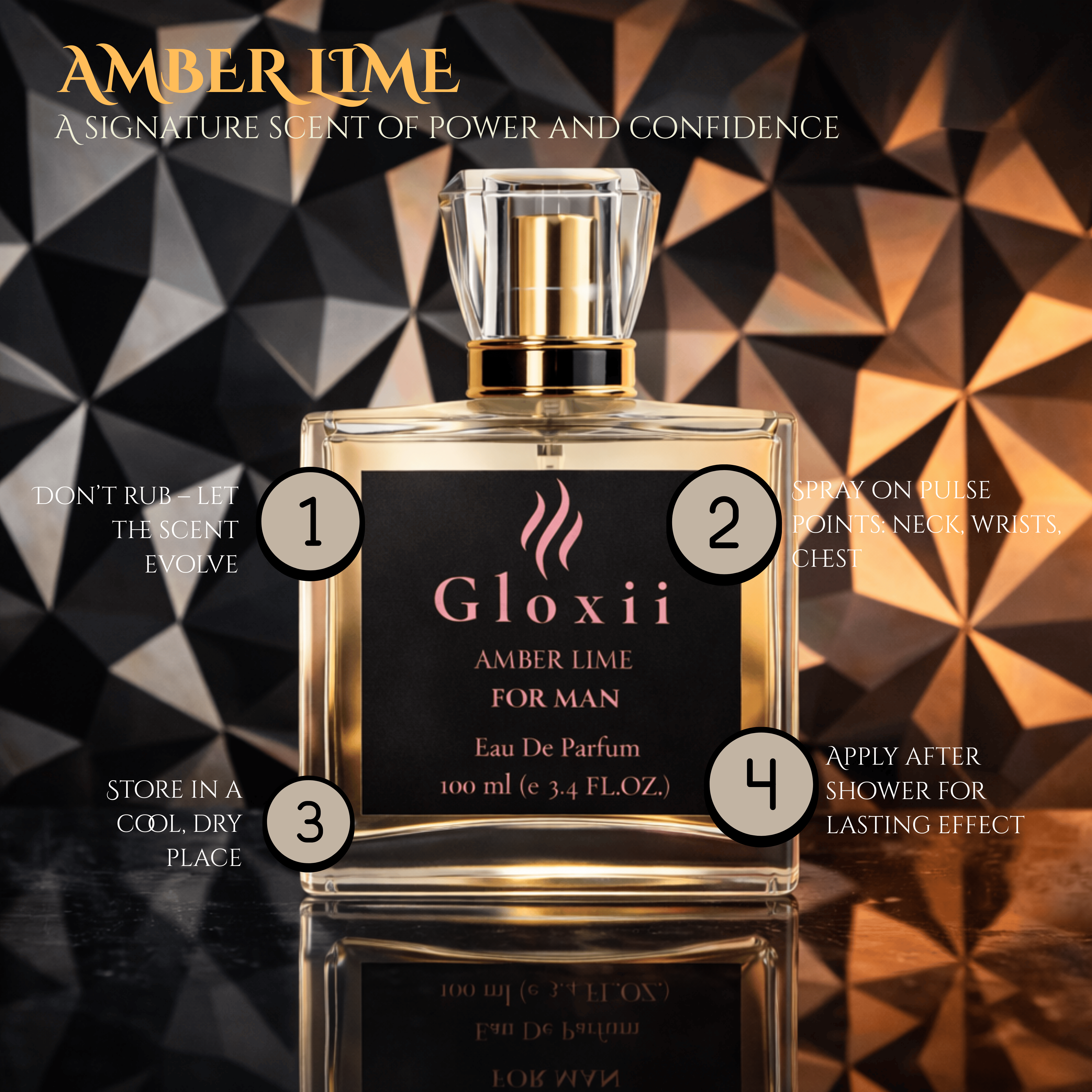 Gloxii Amber Lime – Fresh Citrus Perfume for Men-100 ML