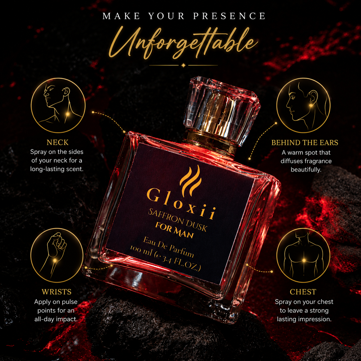 Gloxii Saffron Dusk – Spicy Luxury Perfume for Men-100 ML