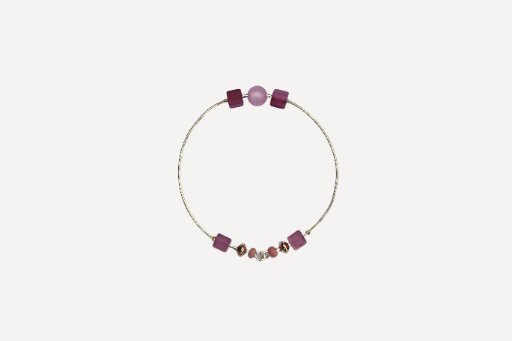 Jonc en Argent 925 massif et perles Polaris roses