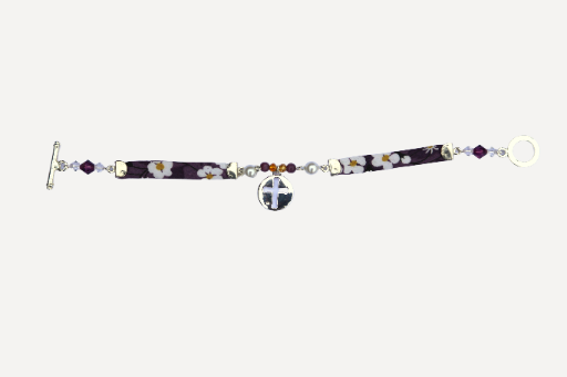 Bracelet en Liberty® avec croix en argent massif 925