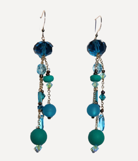 Boucles d'oreille argent et cristal turquoise