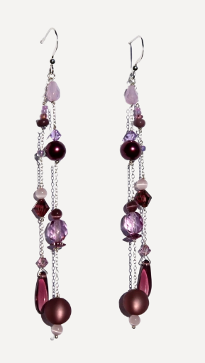 Boucles d'oreilles argent et cristal améthyste