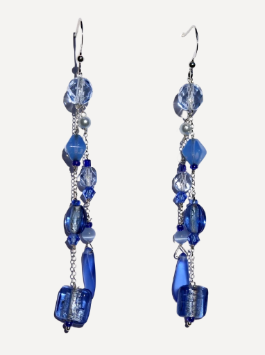 Boucles d'oreilles argent et cristal bleu