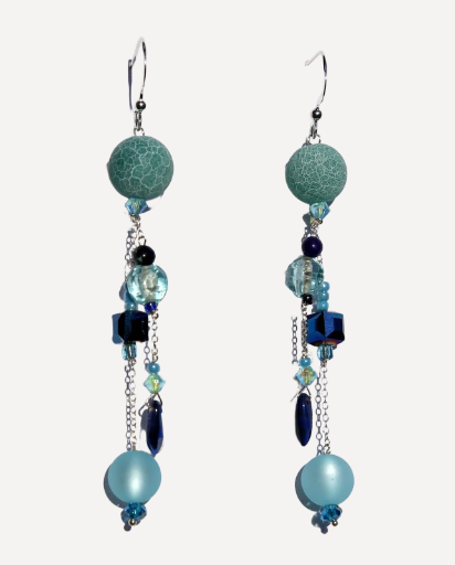 Boucles d'oreilles argent et cristal bleu