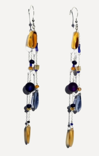 Boucles d'oreilles argent et cristal bleu et topaz
