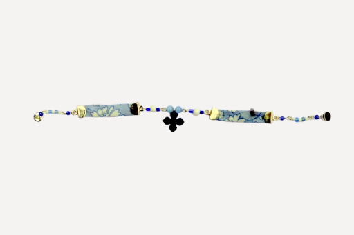 Bracelet argent, Liberty® et croix émaillée