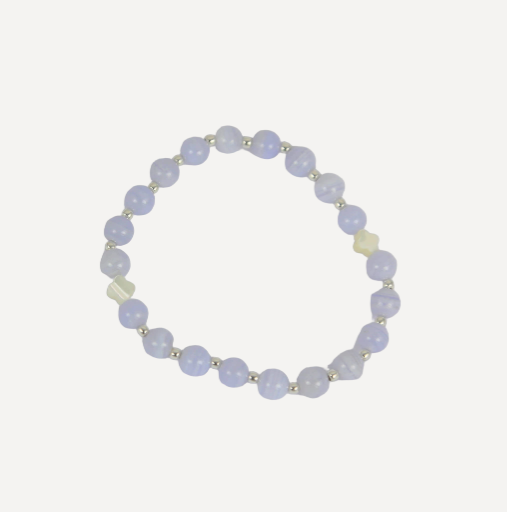 Bracelet dizainier en calcédoine, nacre et argent 925