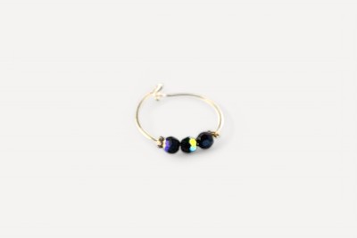Bague en argent massif 925 et trois perles à facettes SWAROVSKI® ELEMENTS noires