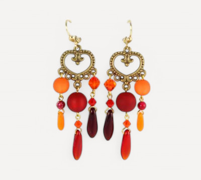 Boucles d'oreilles Hanacoeur rouge