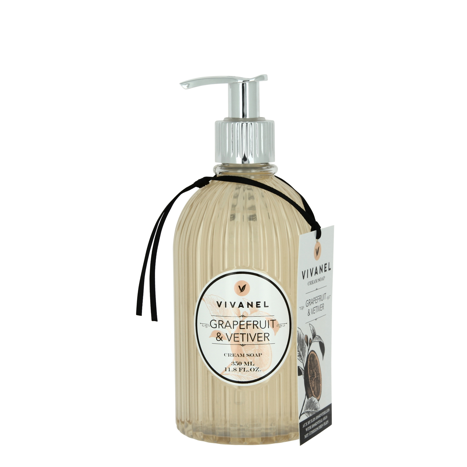 VIVANEL 8033 Grapefruit & Vetiver Cream Soap, Orange (350 ml)