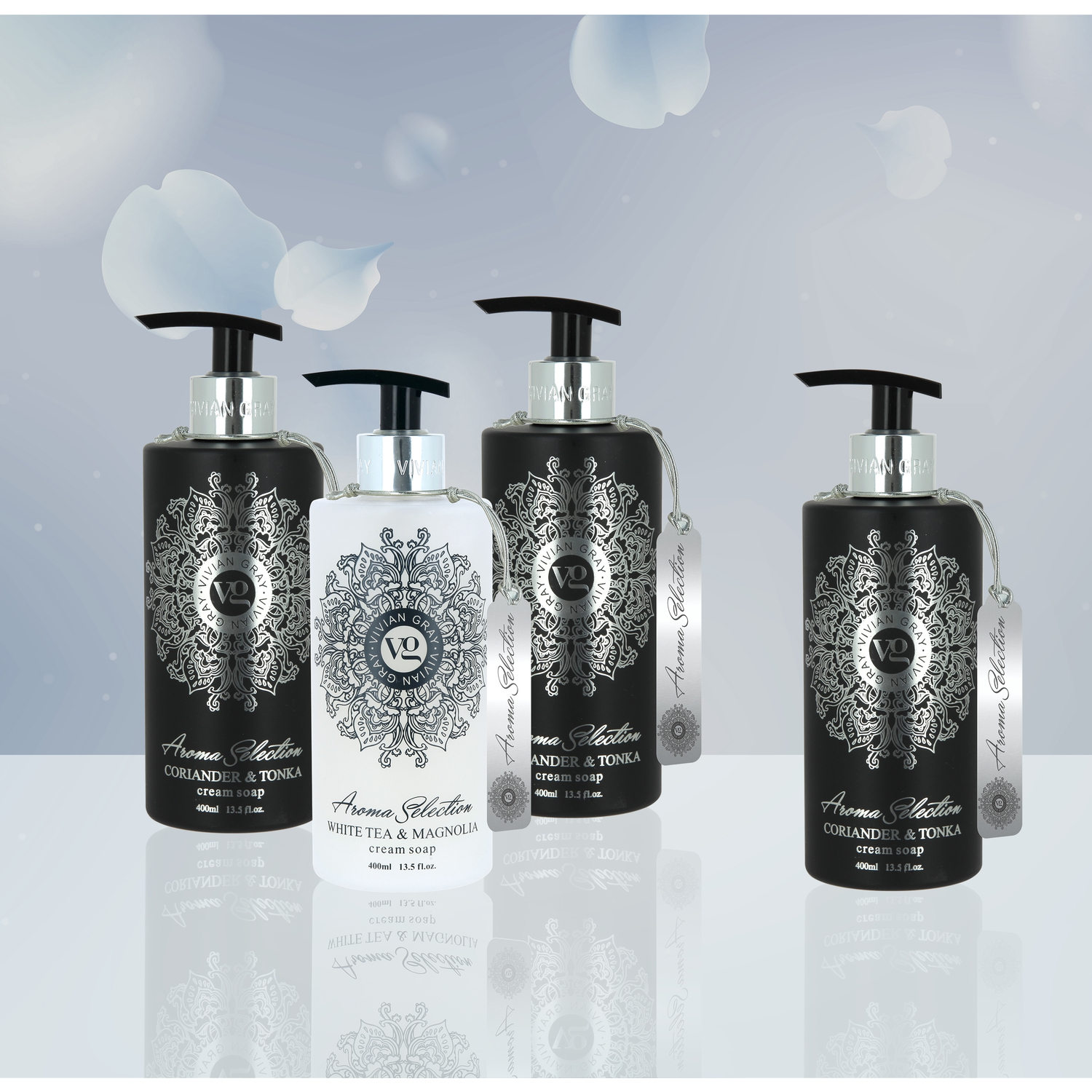 Soap dispenser with cream soap Aroma Selection, White Tea & Magnolia, white (400 ml)