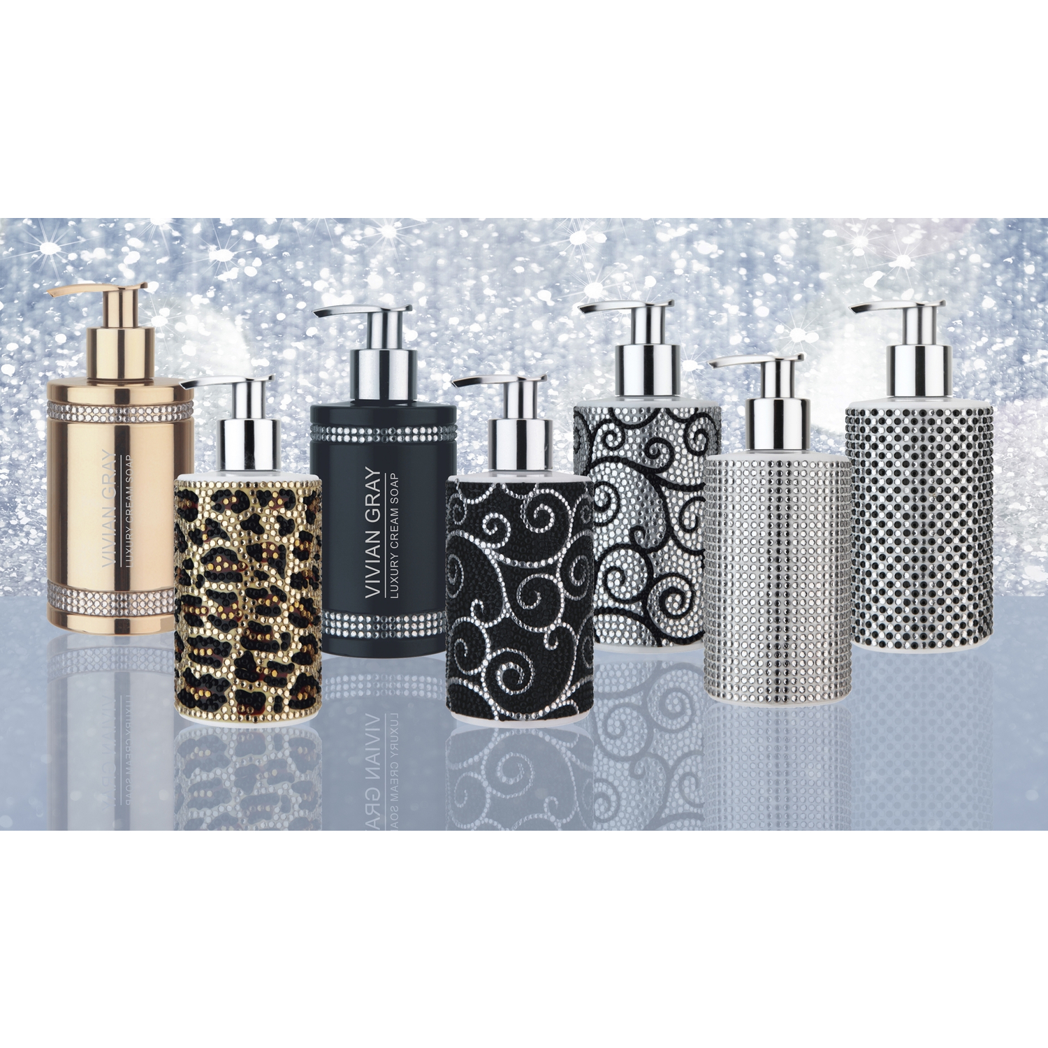 Soap dispenser with cream soap Diamonds, green tea with citrus notes, white (250 ml)