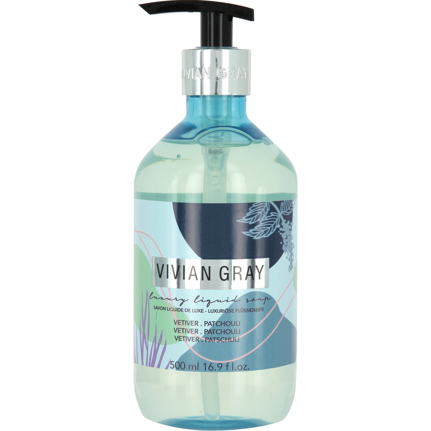 Soap dispenser with cream soap Modern Pastel, Vetiver & Patchouli, blue (500 ml)