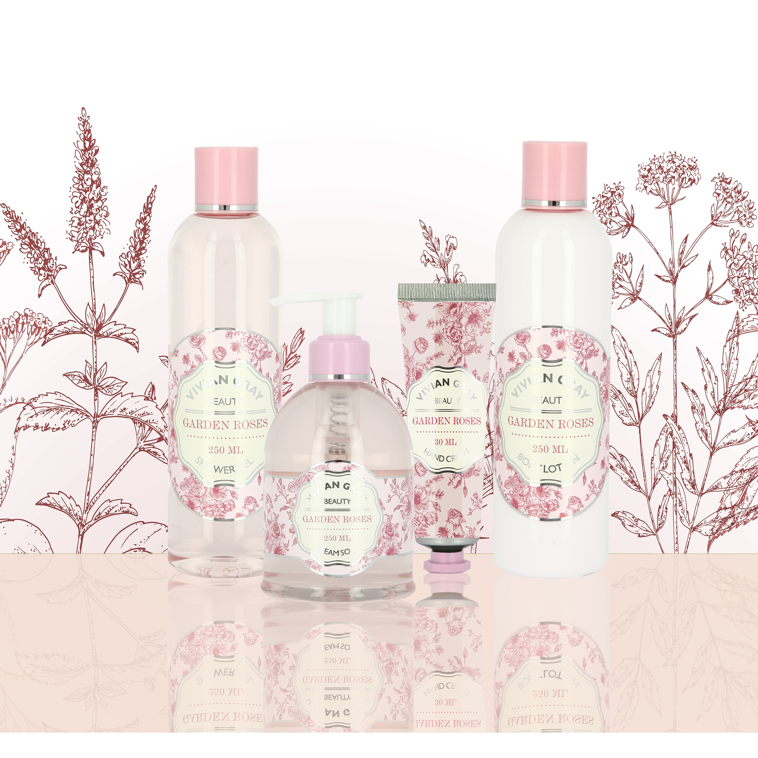 Soap dispenser with cream soap Naturals, Garden Roses, pink (250 ml)