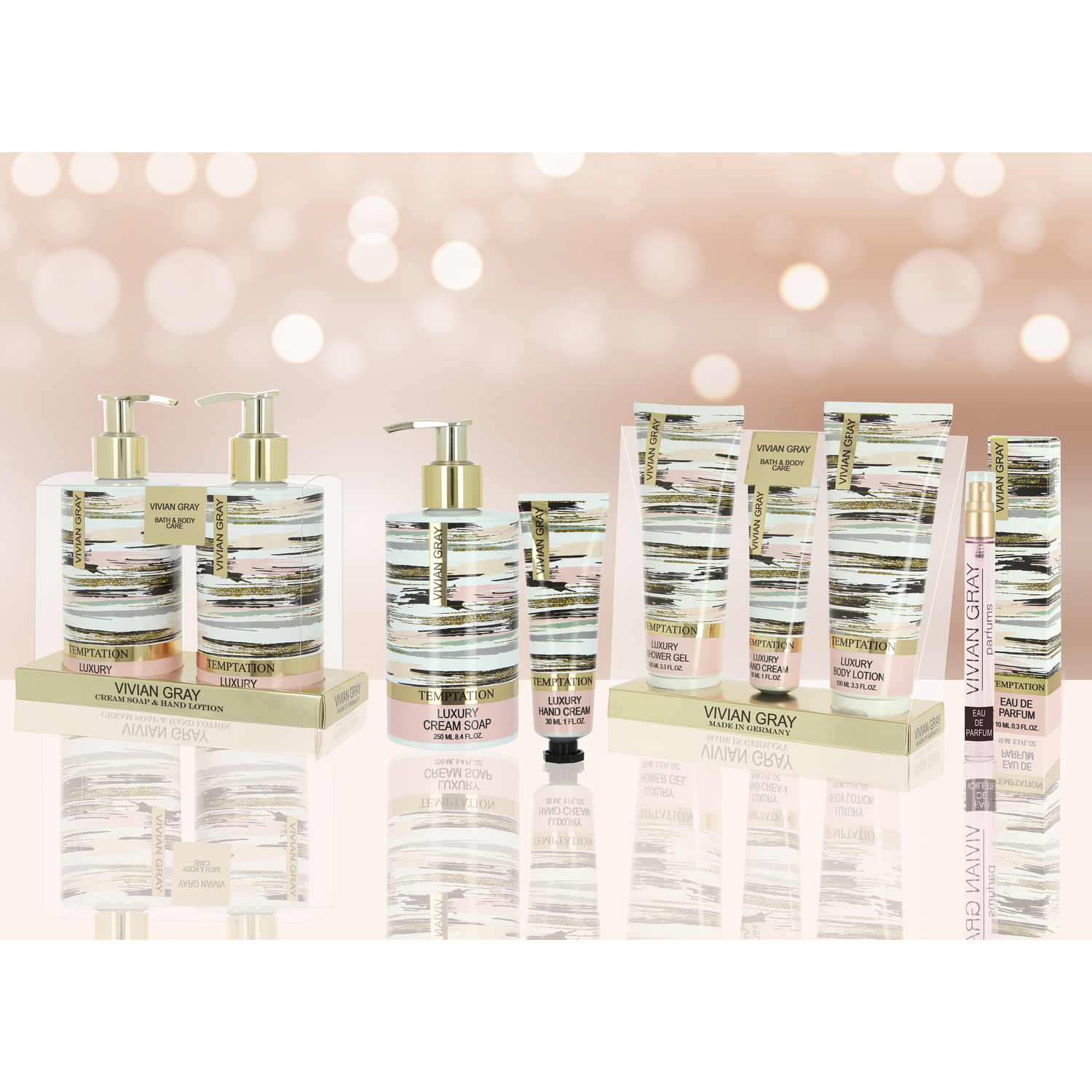 Soap dispenser with cream soap Temptation Luxury, Iris, Vanilla & Patchouli, multicolored (250 ml)