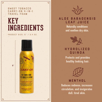 4-in-1 Travel Size Shower & Shave Foam Gel - Sweet Tobacco