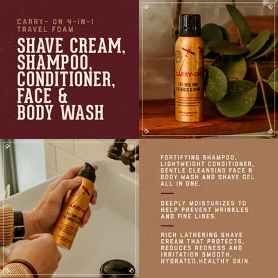 4-in-1 Travel Size Shower & Shave Foam Gel - Sweet Tobacco