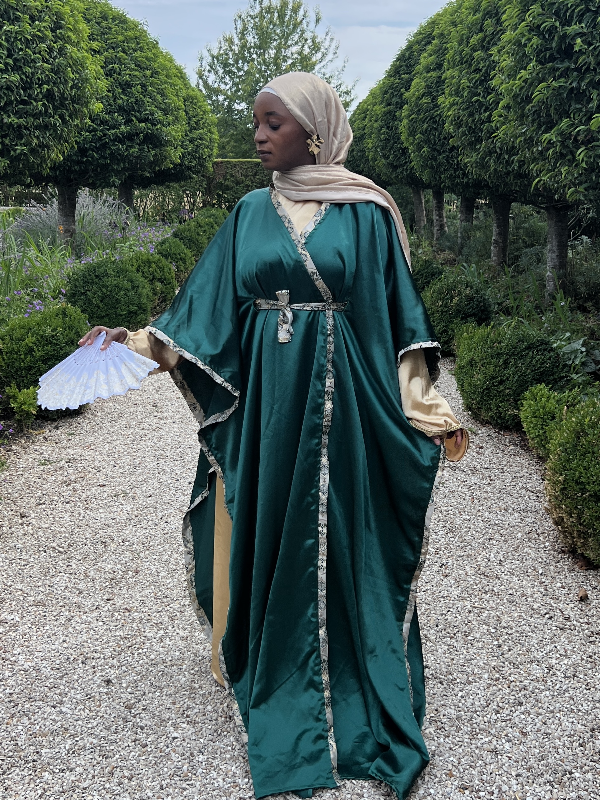 Cape Satin Brocart Verte