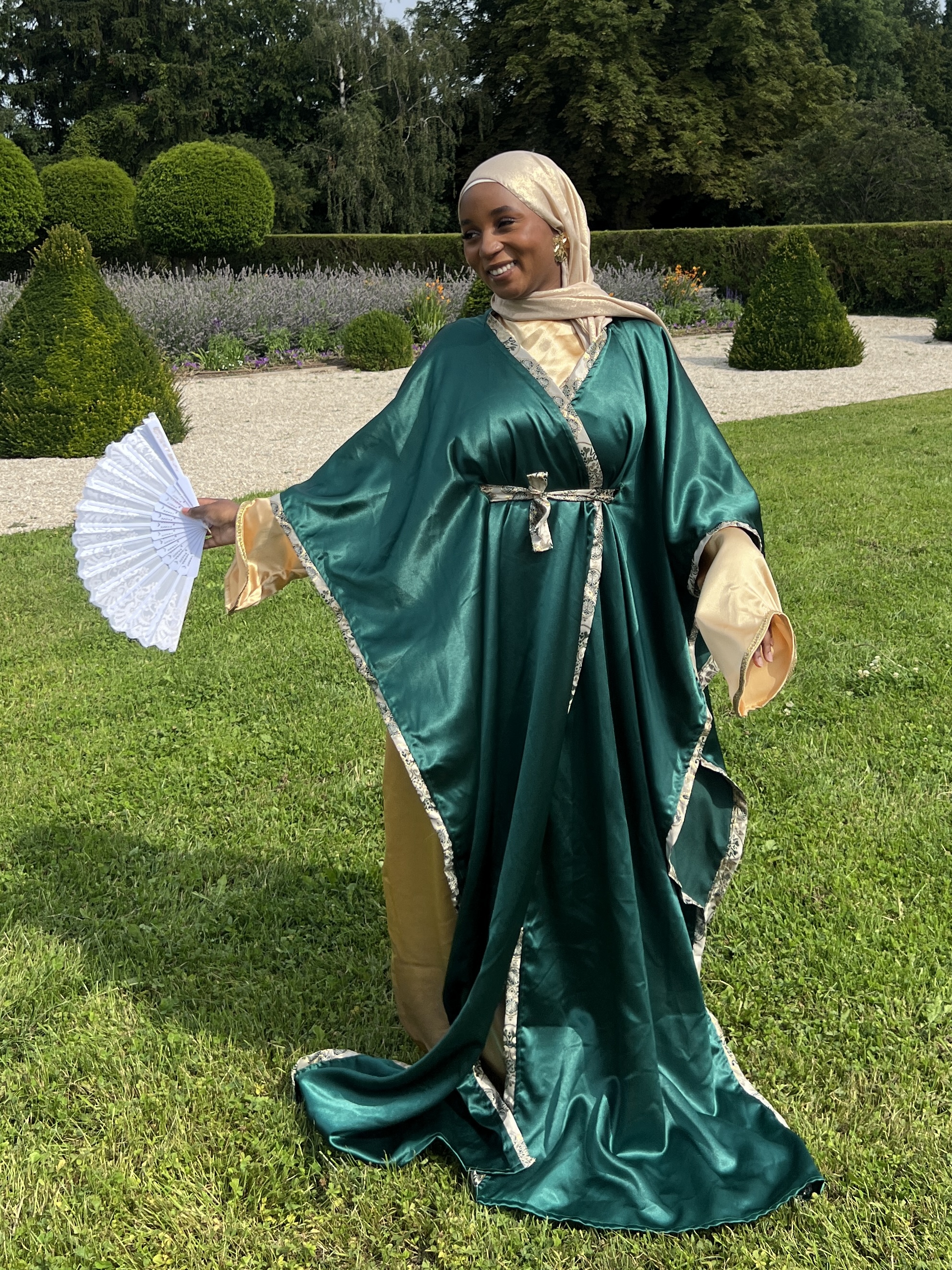 Cape Satin Brocart Verte