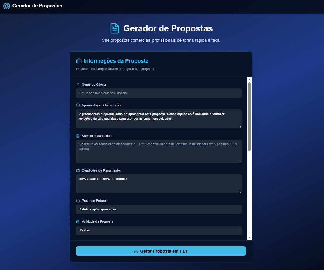 Gere Propostas Profissionais em Segundos