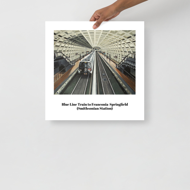 Blue Line Train Metro Poster with Title