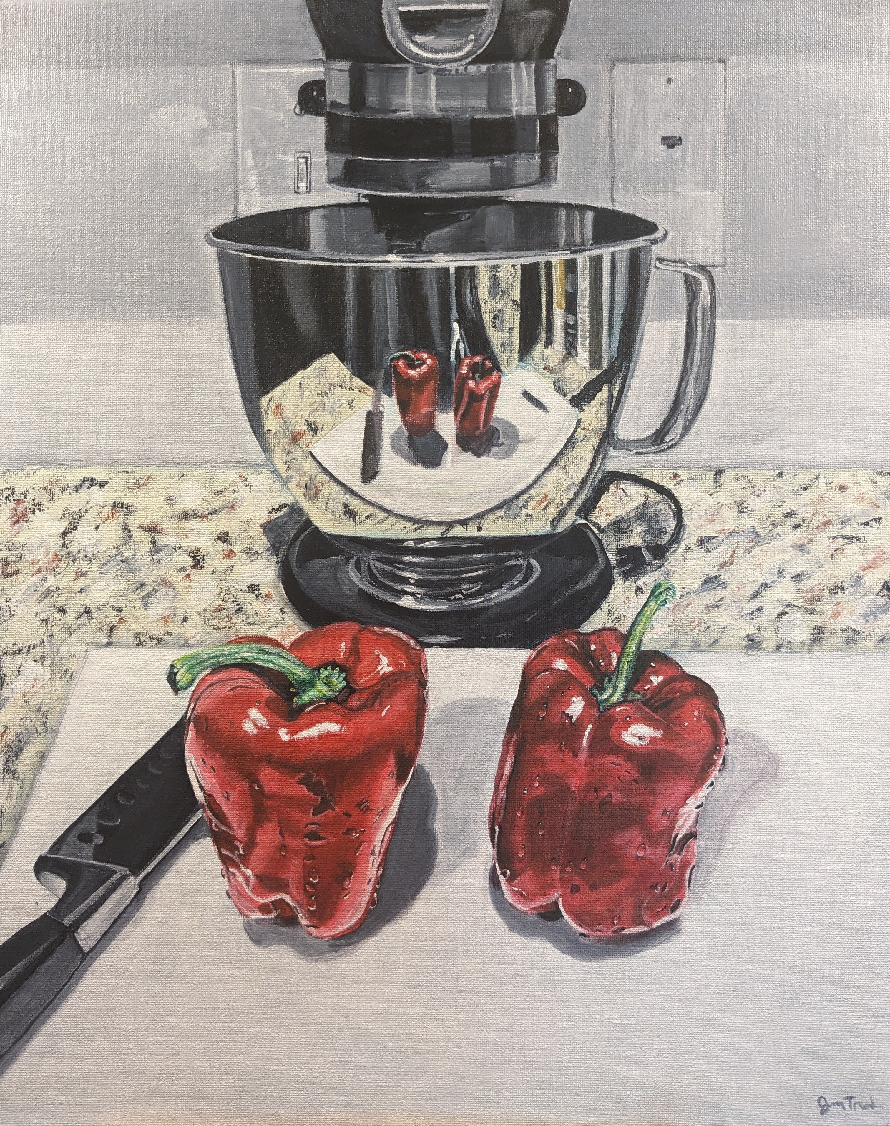 Red Peppers Reflected (20" x 16" x 0.75")