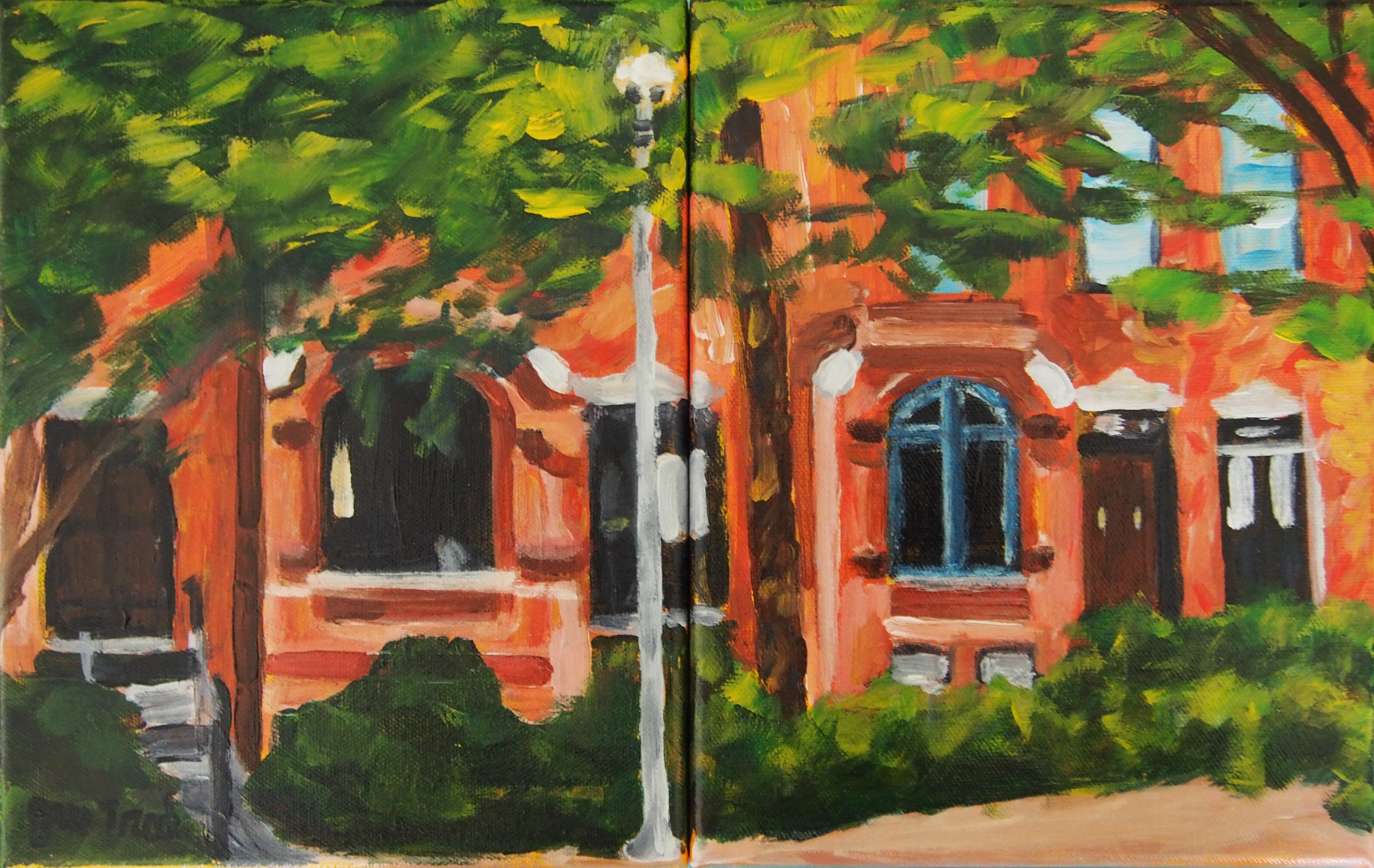 Capitol Hill Row Houses #2 and #3, (two 10" x 8" x 0.75" canvases)