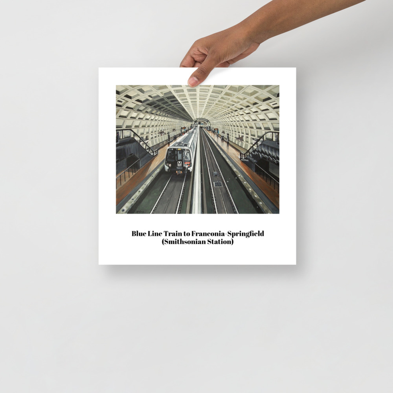 Blue Line Train Metro Poster with Title