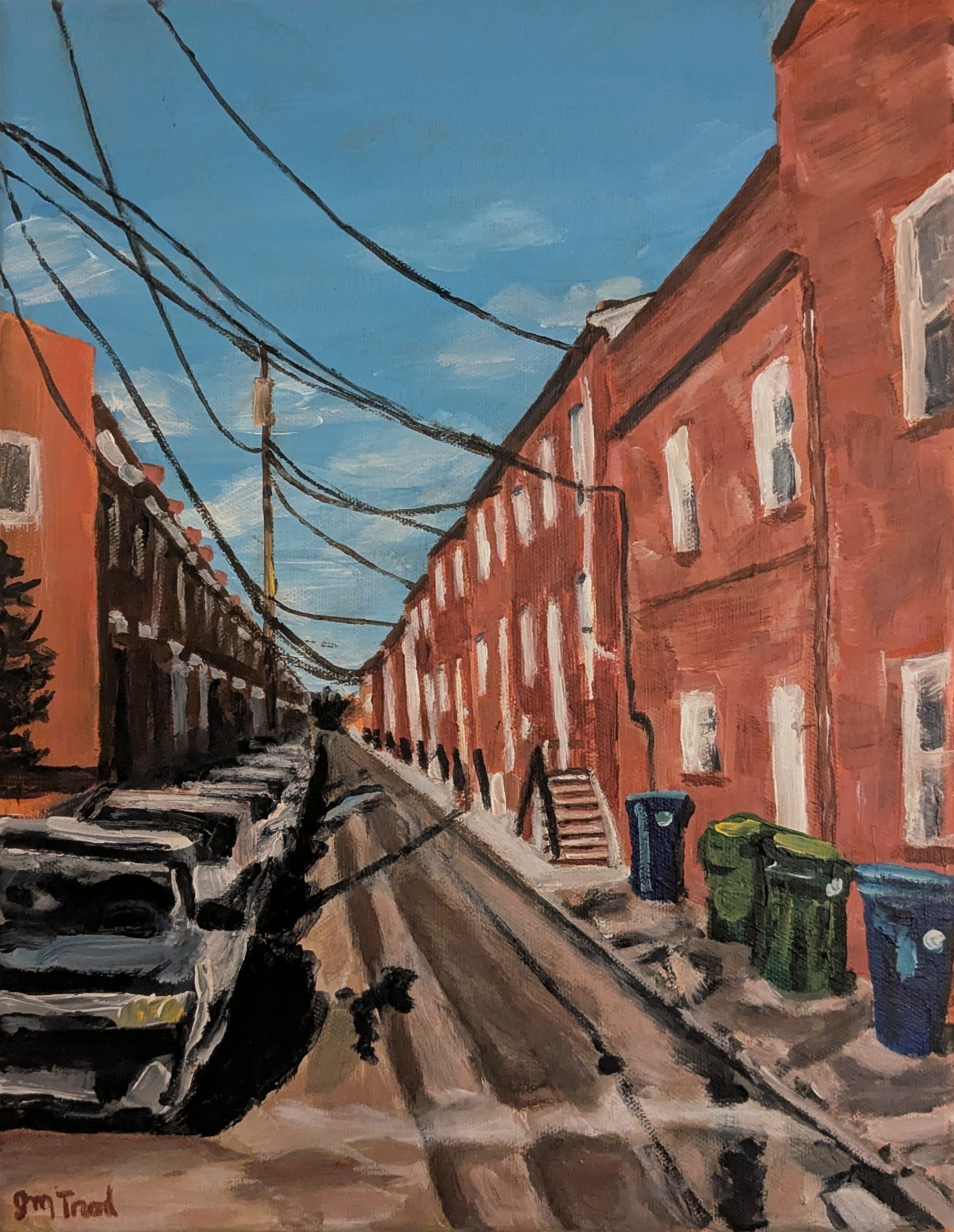 Fed Hill Houses on a Hot Summer Day (14" x 11" x 0.75")
